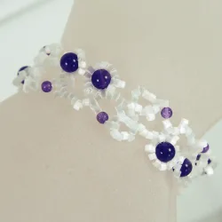 Bracelet S Silver 925 - Arabesque Amethyst-Satin white - Bracelet S Silver 925 - Argent 925